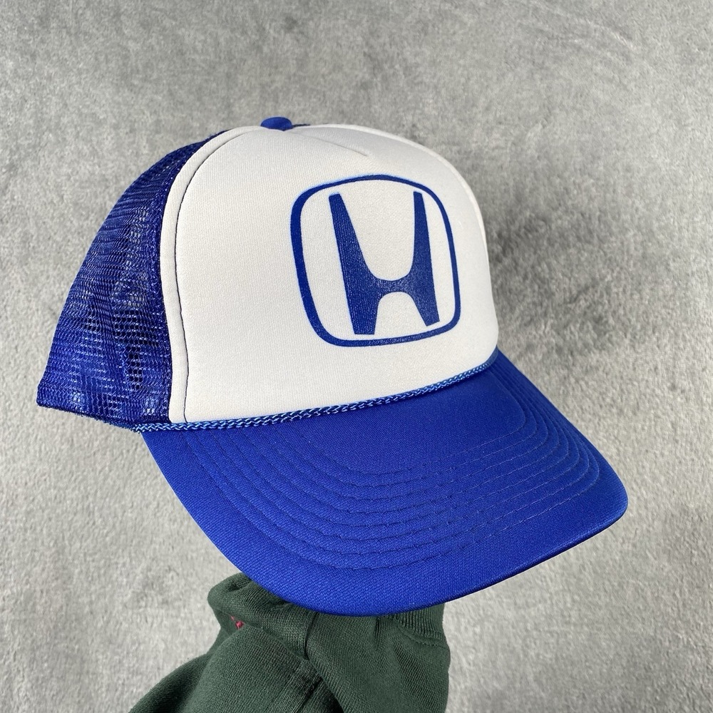 Vintage Honda Logo Hat Blue‎ White Otto Snapback Mesh Trucker Cap